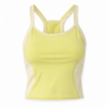 Pale Yellow and Cream Color-Block Athletic Tank Top with Scoop Neck and Racerback