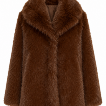 Brown Faux Fur Shawl Collar Coat