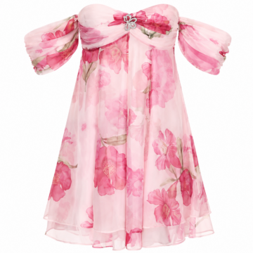 Light Pink Floral Off-the-Shoulder A-Line Mini Dress
