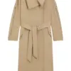 Beige Longline Trench Coat with Pointed Collar