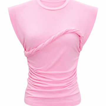 Light Pink Twist Front Ruched Sleeveless Top