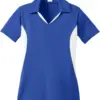 Royal Blue and White Color-Block Polo Shirt with V-Neck Collar and Short Sleeves