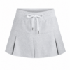 Light Heather Grey Pleated Mini Skirt with Drawstring