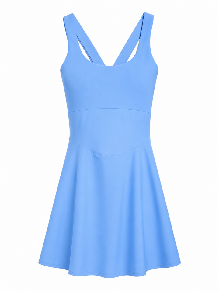 Light Blue Sleeveless Fit-and-Flare Mini Dress