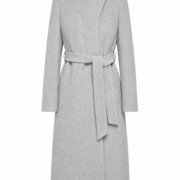 Light Heather Grey Belted Wrap Coat