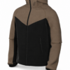 Olive Green and Black Color Block Full-Zip Hooded Jacket