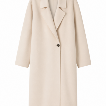 Cream Longline Single-Breasted Overcoat with Drop Shoulders