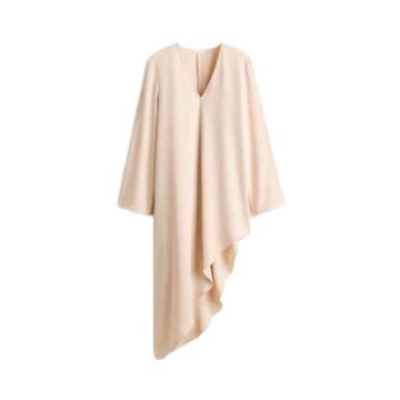 Pale Blush V-Neck Asymmetrical Hem Dress