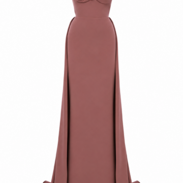 Dusty Rose Strapless Sweetheart Column Gown with Braided Bodice