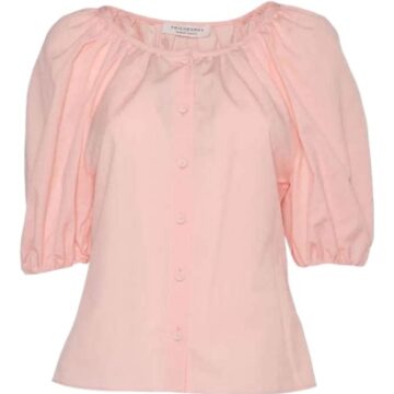 Light Pink Puff Sleeve Button-Front Top